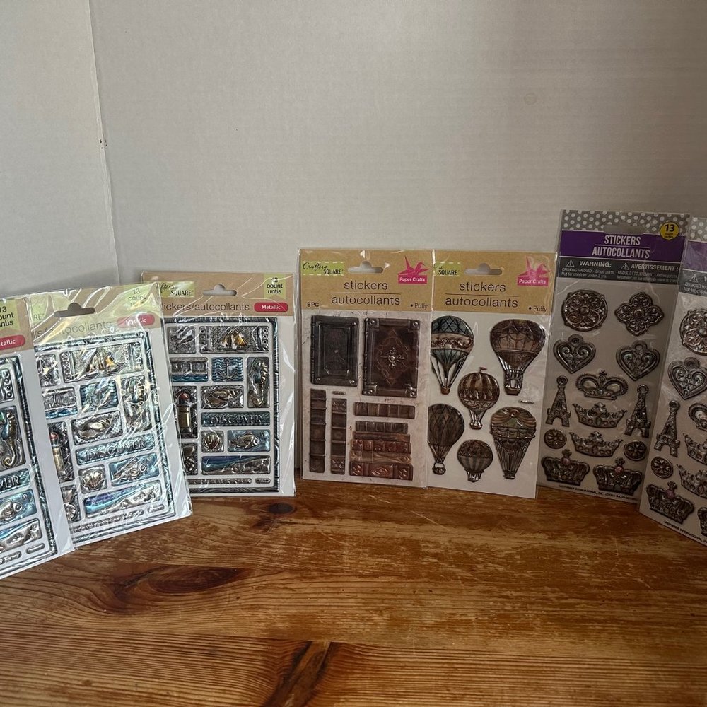 7 packs of metallic craft party stickers new